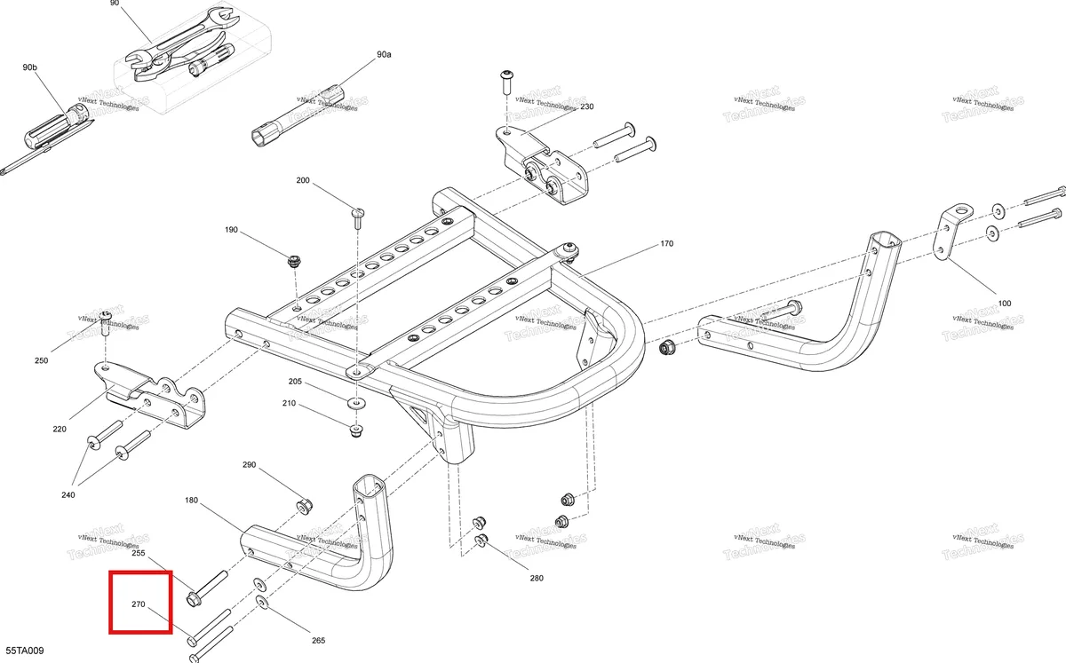 Деталь 207066044 (Деталь Screw -hex.cap Din.931) на схеме узла 2021 Can-Am Renegade 1000R EFI - XXC - CE Body - Storage Tray