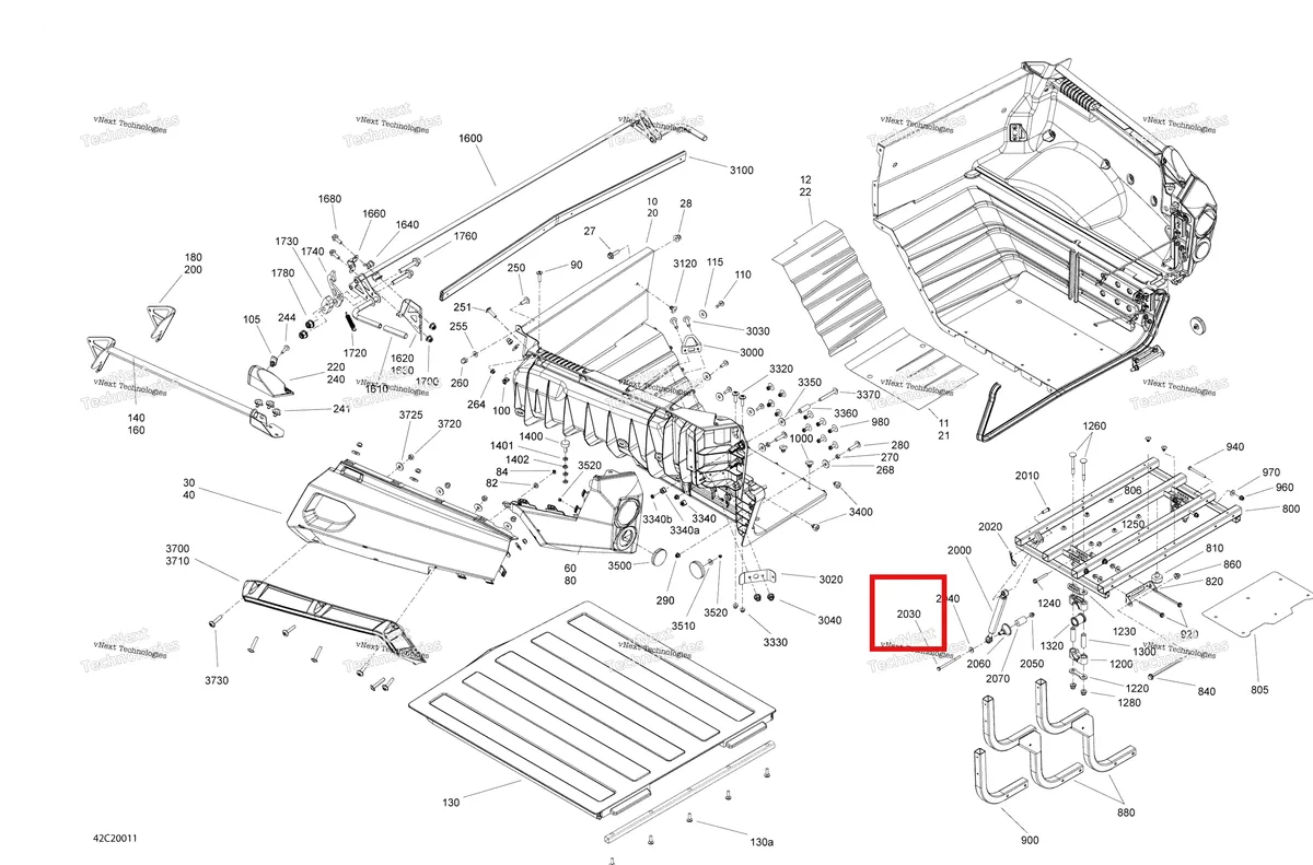 Деталь 207069044 (Деталь Hex. Screw M6 X 90) на схеме узла 2020 Can-Am Commander 800R EFI Rear Cargo Box - Box