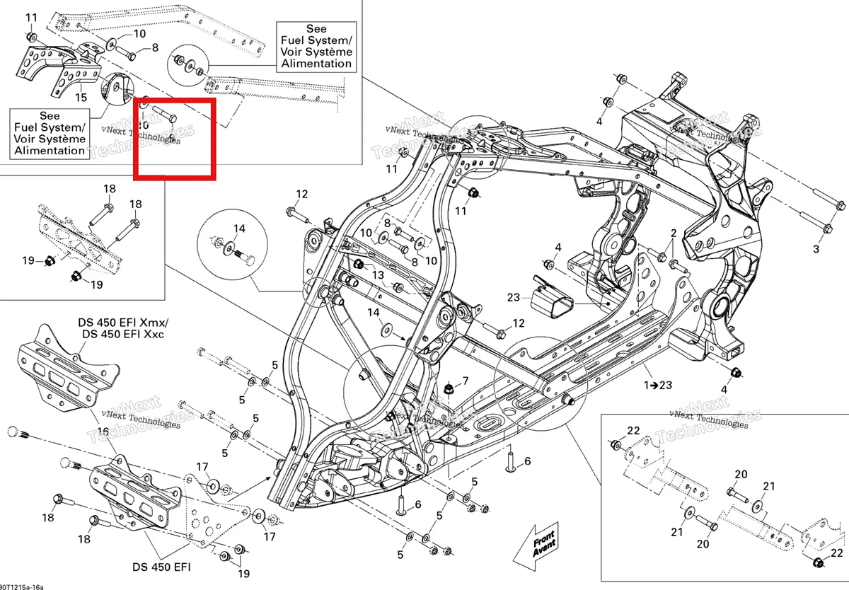 Деталь 207084544 (Деталь Screw M8x45) на схеме узла 2015 Can-Am DS 450EFI STD Frame, System 1