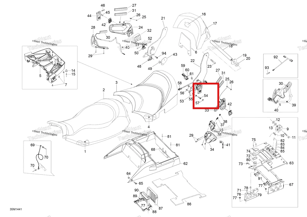 Деталь 207086044 (Деталь Hex. Screw M8 X 60) на схеме узла 2014 Ski-Doo EXPEDITION LE 1200 XU Seat