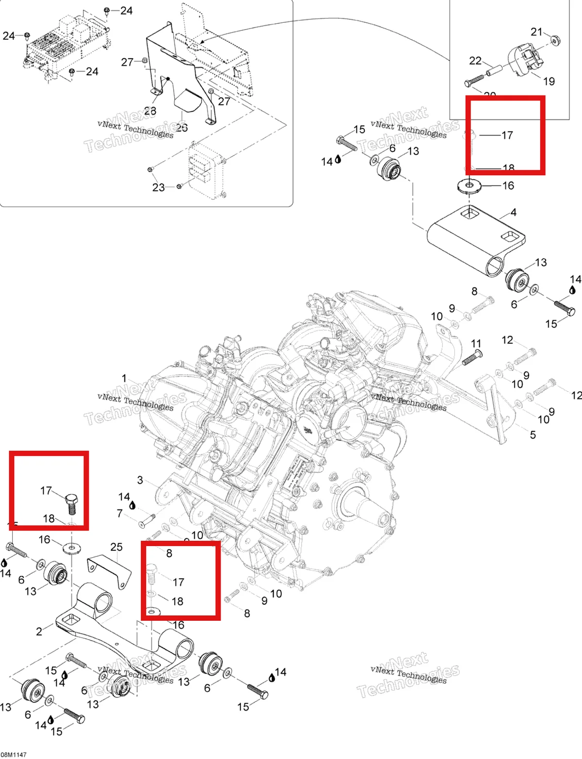 Деталь 207102544 (Деталь Hex. Screw M10 X 25) на схеме узла 2012 Ski-Doo Skandic SWT V800 YetiII Engine And Engine Support