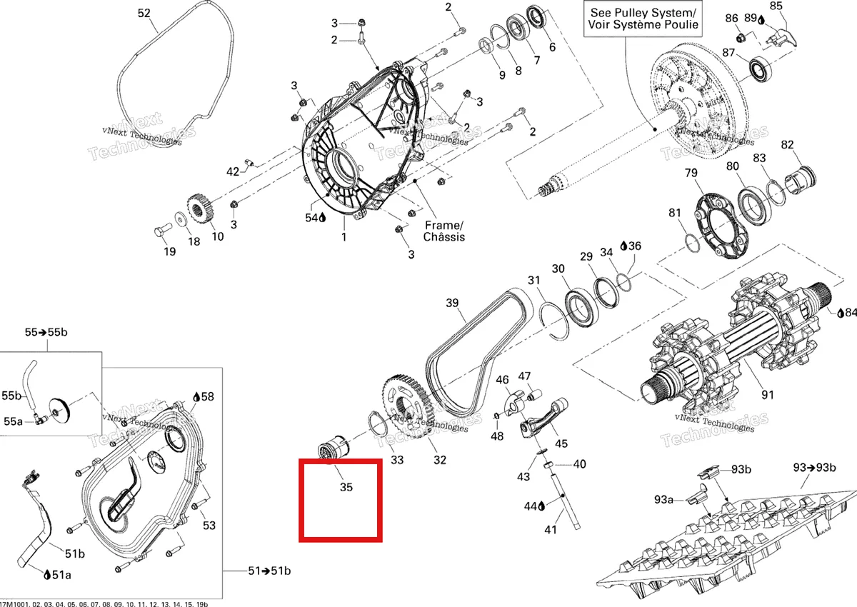 Деталь 207103044 (Деталь Hex. Screw M10 X 30) на схеме узла 2010 Ski-Doo Grand-Touring Sport 600 Drive System