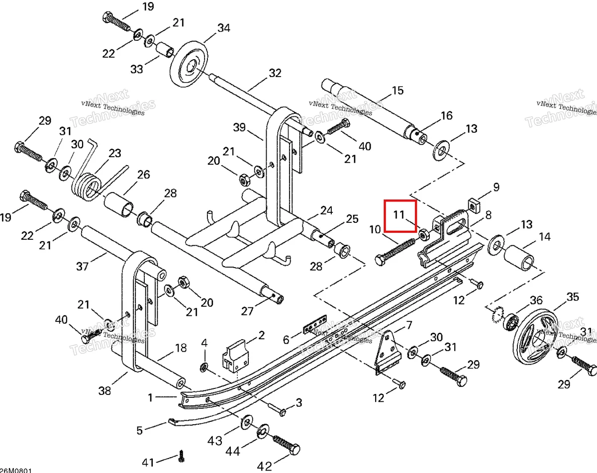 Деталь 207107544 (Деталь Screw M10x75) на схеме узла 2008 Ski-Doo Mini Z Rear Suspension