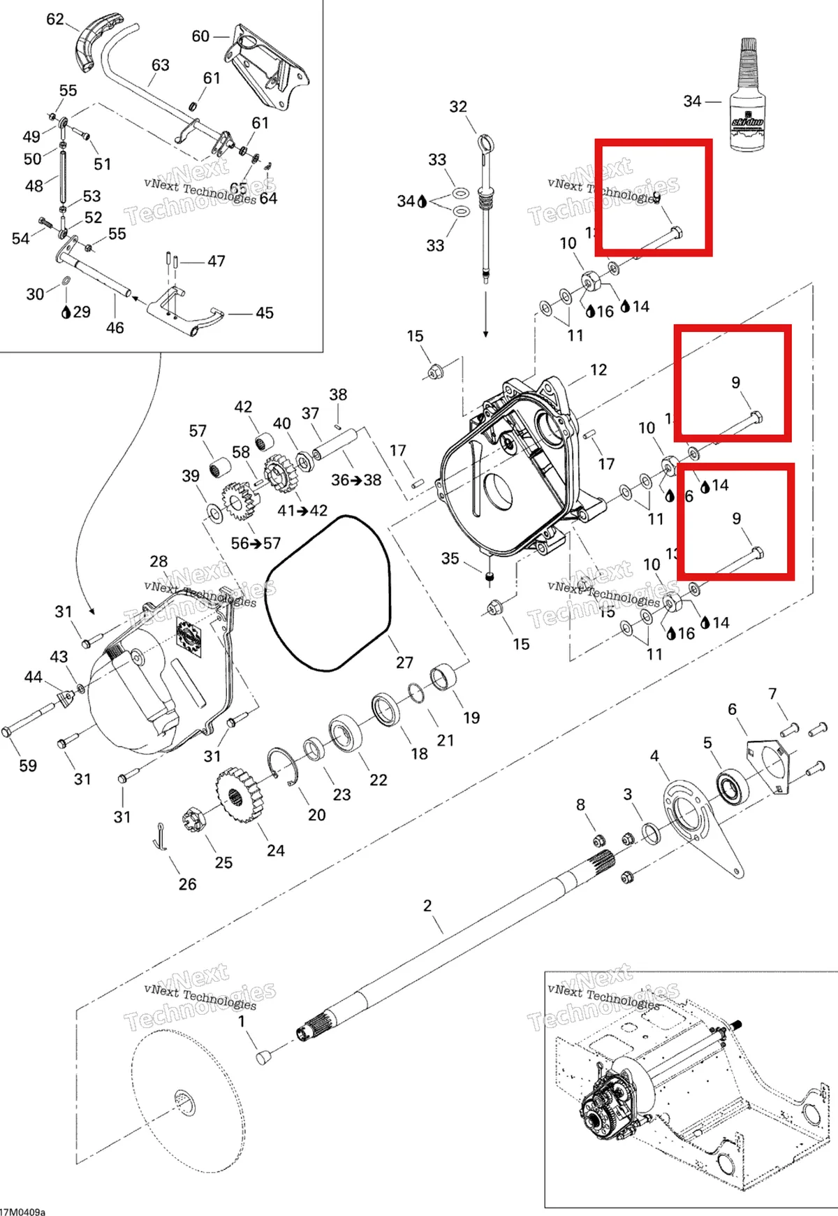 Деталь 207108044 (Деталь Hex. Screw M10 X 80) на схеме узла 2005 Ski-Doo Legend V-1000 Drive System 1