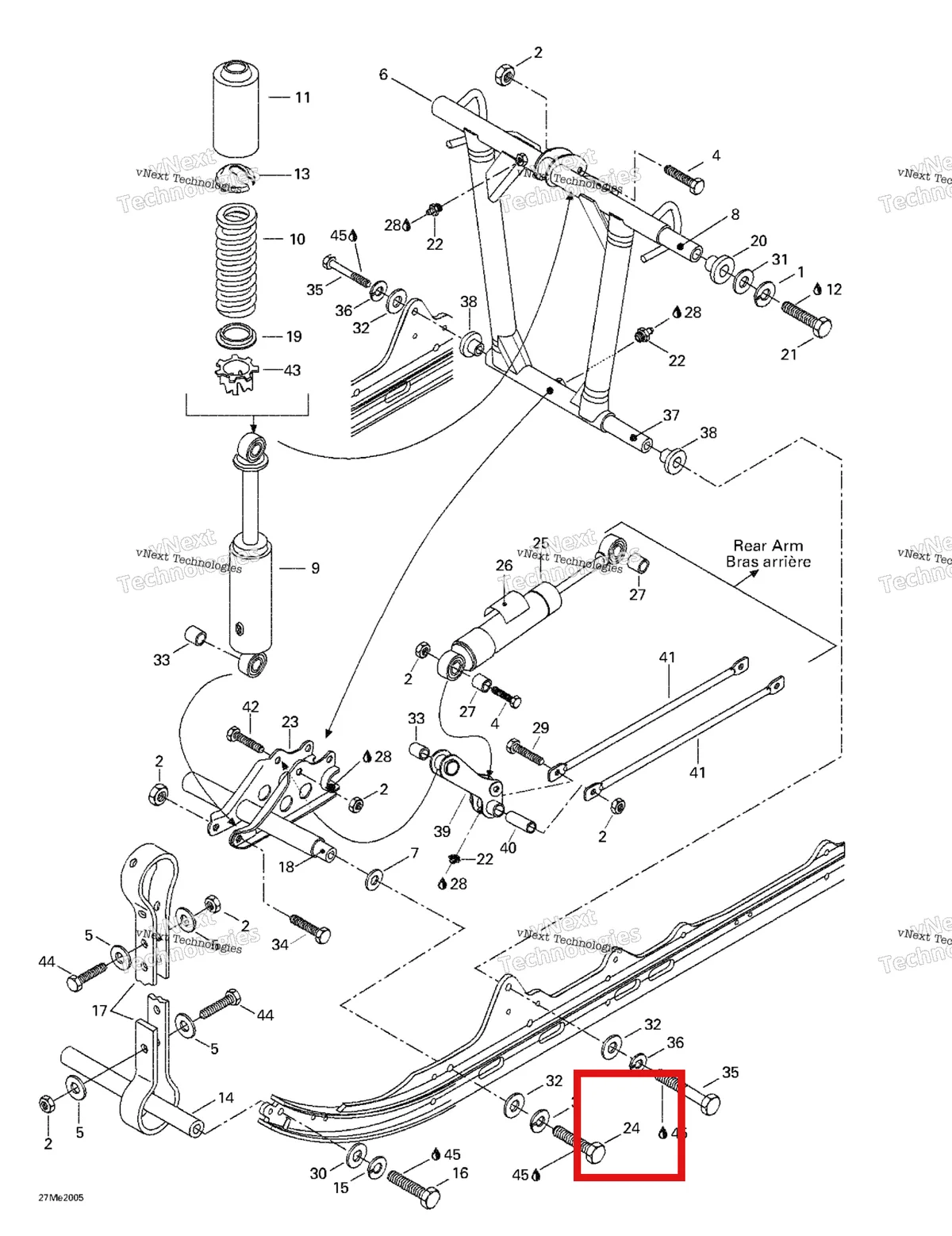 Деталь 207124044 на схеме узла 2000 Ski-Doo Formula 500 LC Front Arm