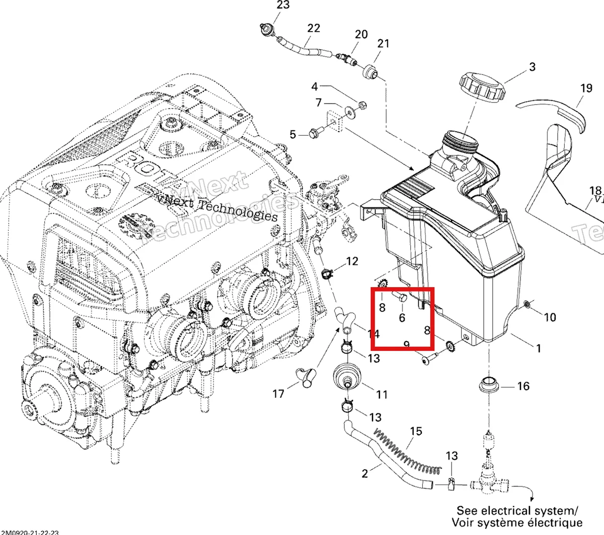 Деталь 207161844 (Деталь Hex. Screw M6 X 18) на схеме узла 2009 Ski-Doo GSX Fan Oil System