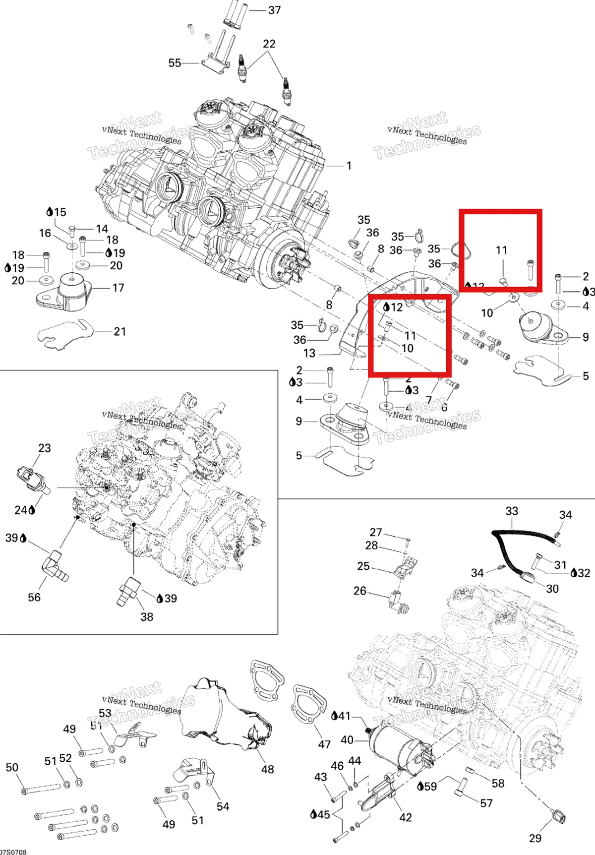 Деталь 207181660 на схеме узла 2007 Sea-Doo 3D 947 DI Engine
