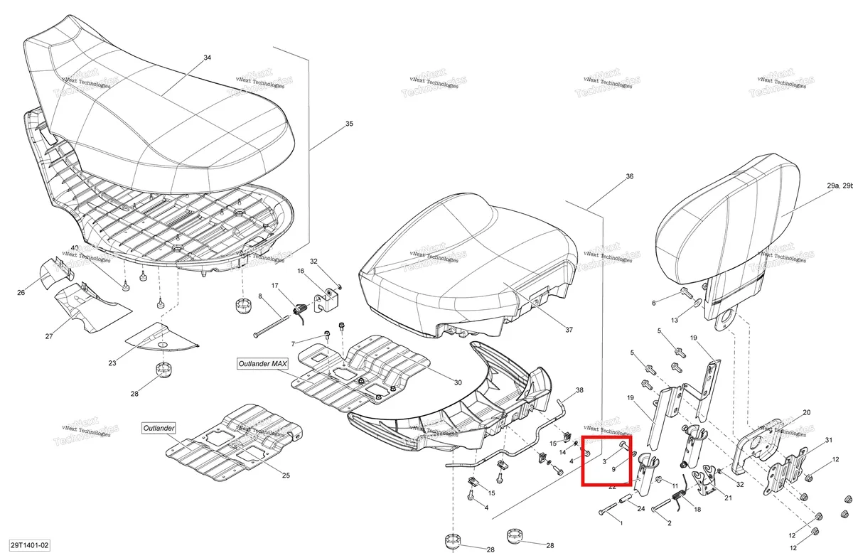 Деталь 207182034 (Деталь Hex. Screw M8 X 20) на схеме узла 2014 Can-Am OUTLANDER MAX 400 EFI, STD, XT Seat