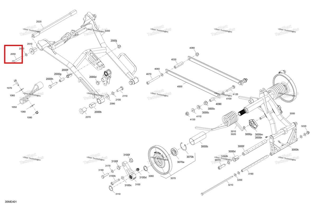 Деталь 207206534 на схеме узла 2025 Ski-Doo MXZ - RACING - 600 RS - BMSA - Neo Yellow Suspension - Rear - Upper Section