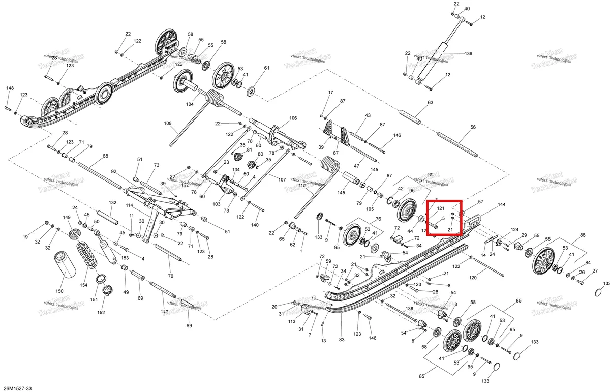 Деталь 207226044 (Деталь Hex. Screw M12 X 60, Scotch Grip) на схеме узла 2015 Ski-Doo GRAND TOURING SPORT 550F XP137 Rear Suspension