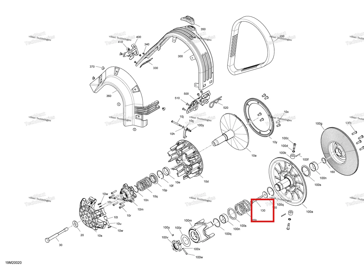 Деталь 207287544 (хомут) на схеме узла 2020 Ski-Doo EXPEDITION SPORT 550F Pulley - System