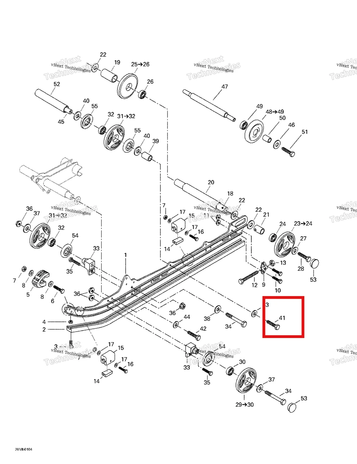 Деталь 207303544 (Деталь Hex. Screw M10 X 35 (scotch Grip)) на схеме узла 2001 Ski-Doo Formula Deluxe 380 F Rear Suspension