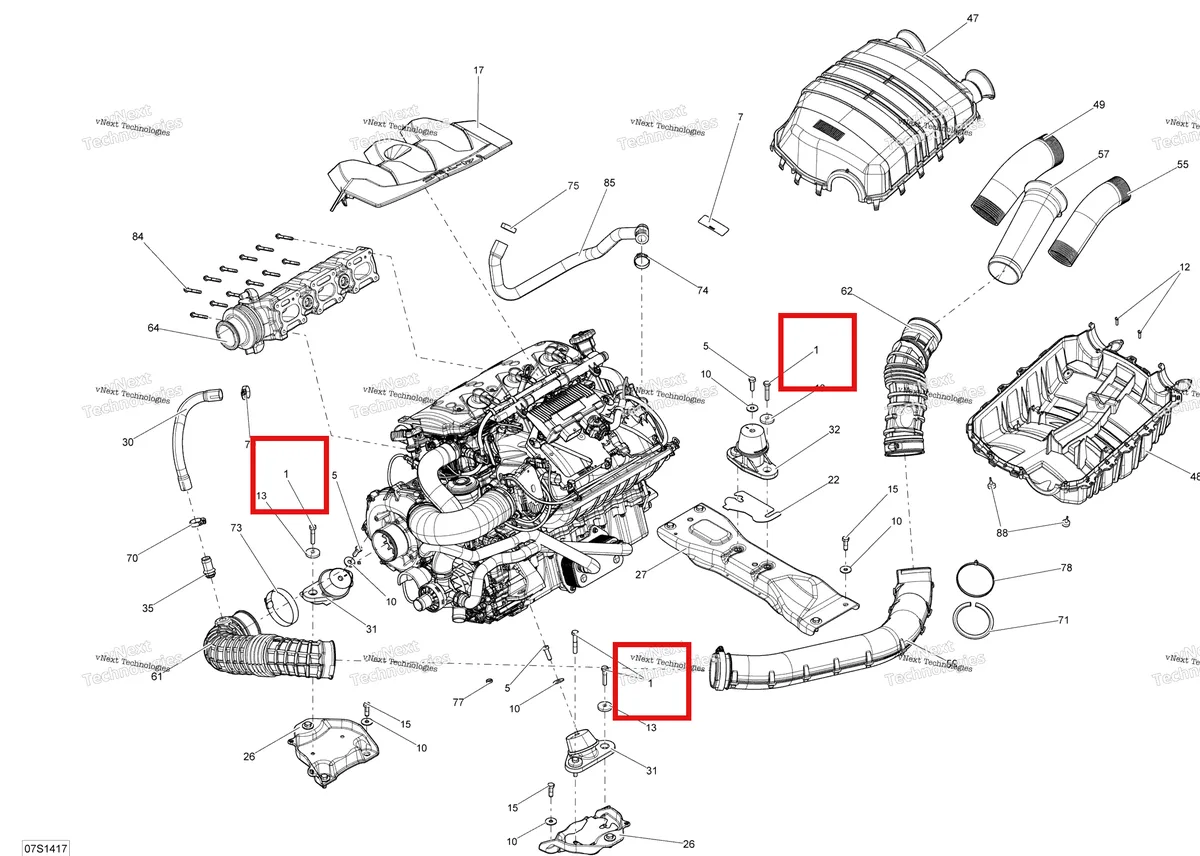Деталь 207385060 на схеме узла 2014 Sea-Doo GTR 215 Engine