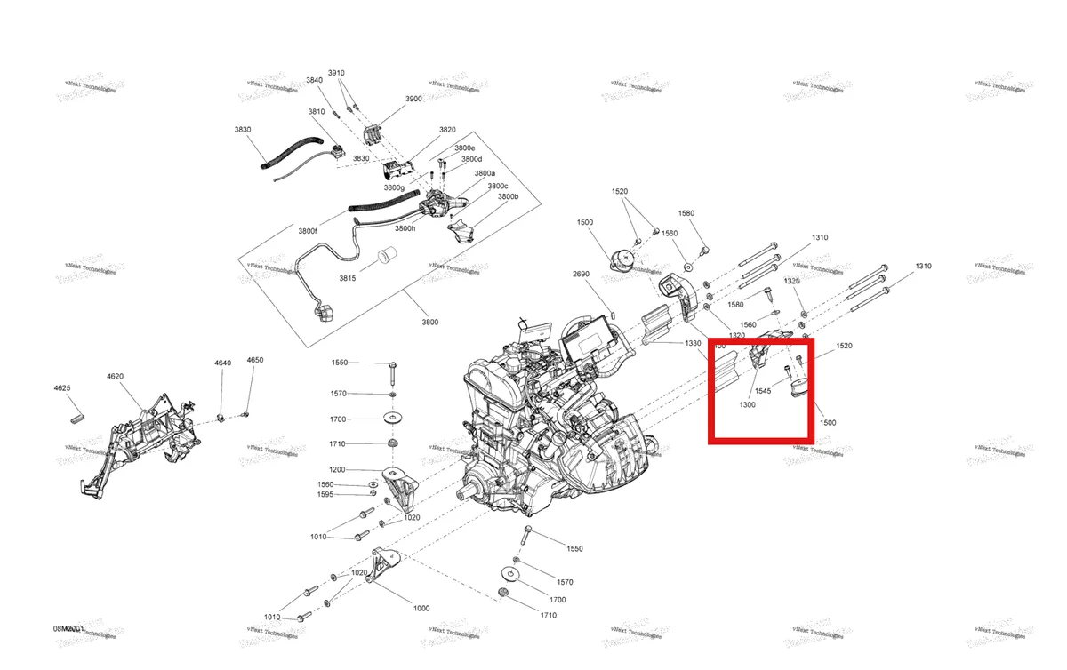 Деталь 207562534 (Деталь Hex. Flanged Screw M6 X 25, Scotch Grip) на схеме узла 2020 Ski-Doo TUNDRA 600 ACE Engine - System