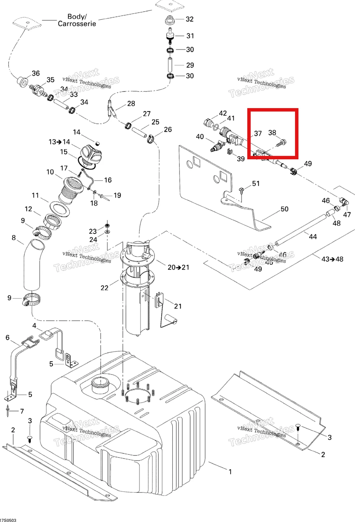Деталь 207562560 на схеме узла 2005 Sea-Doo GTI LE RFI Fuel System