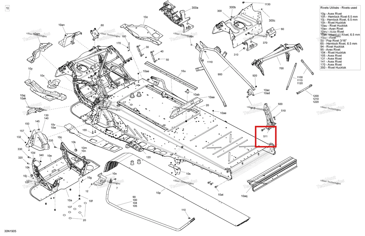 Деталь 207583086 (Деталь Screw Hex. Flange M8 X 30) на схеме узла 2019 Ski-Doo EXPEDITION LE-SE 600HO E-TEC Frame