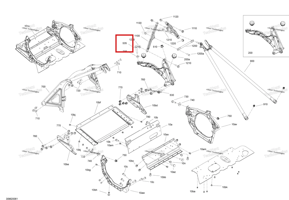 Деталь 207584034 (Деталь Hex. Flanged Screw, Scotch Grip) на схеме узла 2020 Ski-Doo TUNDRA 600 ACE Frame - Front Section - Package Lt