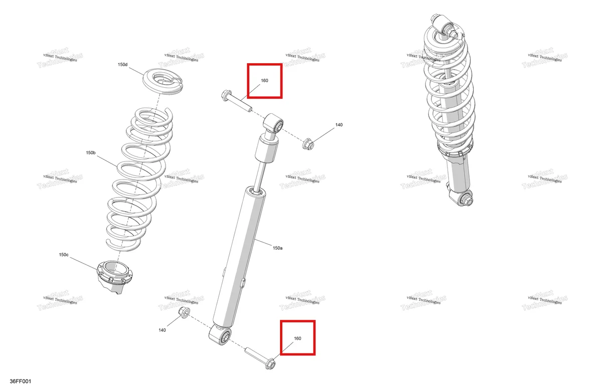 Деталь 207605546 на схеме узла 2026 Can-Am OUTLANDER - 4X4 - STD - 700 - 1CTB - CALI - Granite Grey Suspension - Rear Shocks