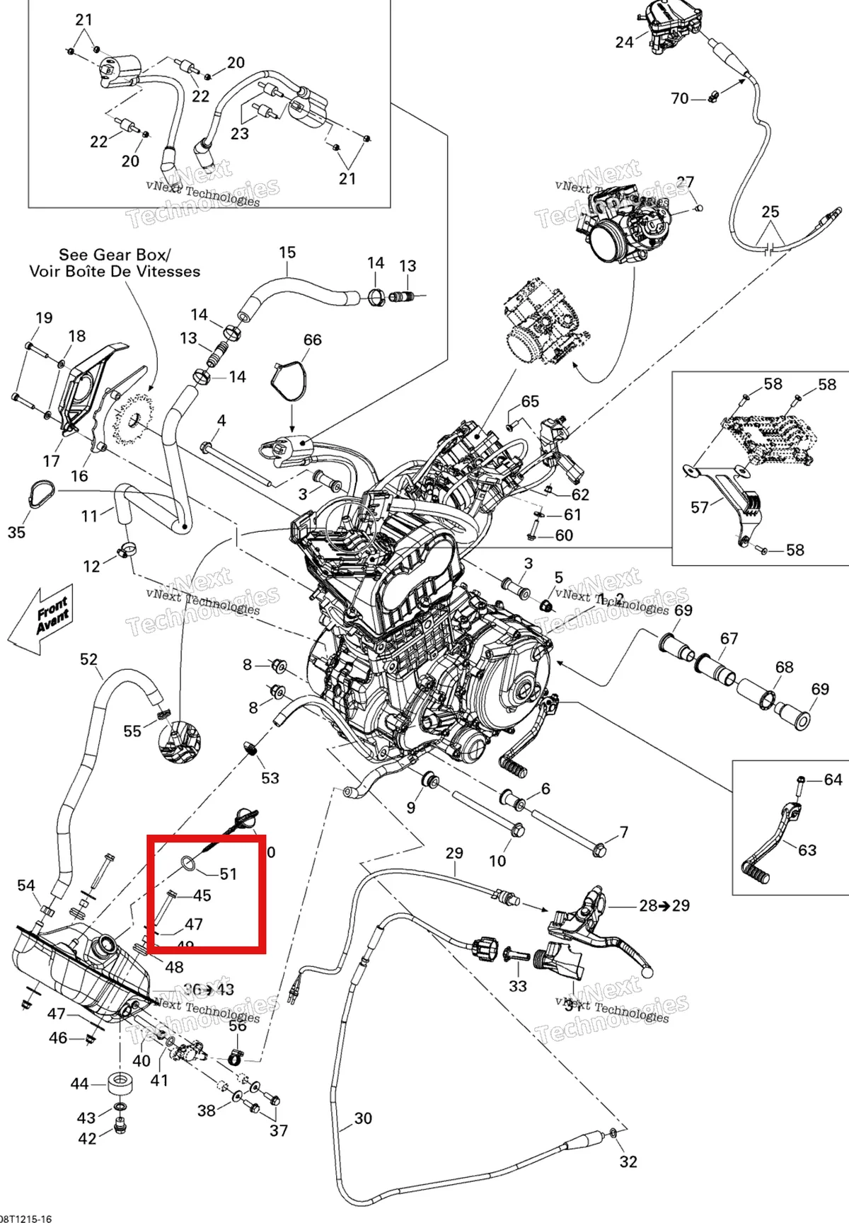 Деталь 207665034 на схеме узла 2015 Can-Am DS 450EFI STD Engine And Engine Support