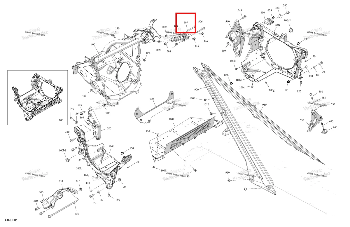 Деталь 207667044 (Деталь Hex. Screw M6 X 70) на схеме узла 2026 Ski-Doo GRAND TOURING - SPORT - ESTA - Bright White - 14X120X0.75LFF Track Frame - System - Front Section
