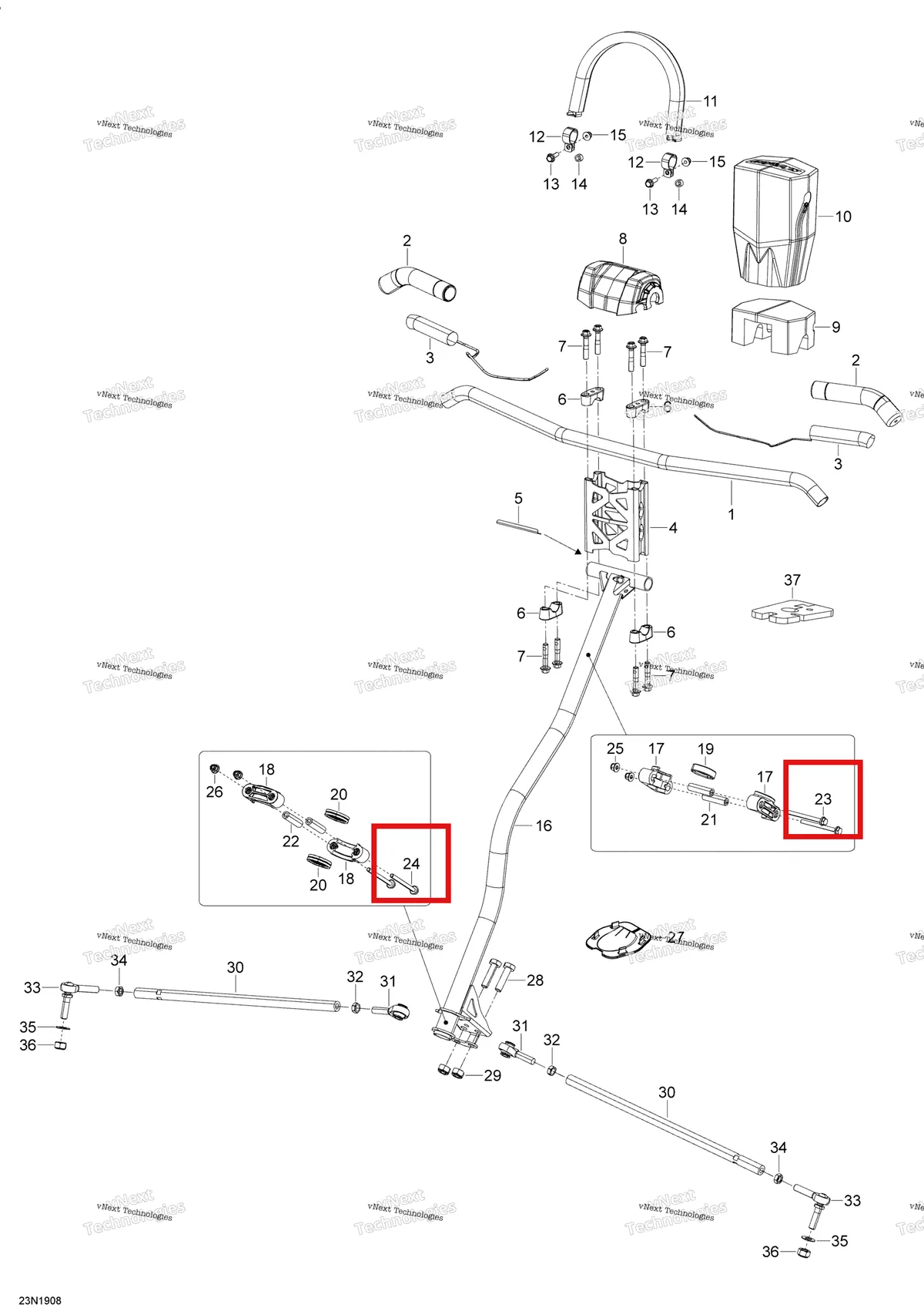 Деталь 207667086 (Деталь Screw Hex.flange M6 X 70) на схеме узла 2019 Ski-Doo EXPEDITION LE-SE 600HO E-TEC Steering