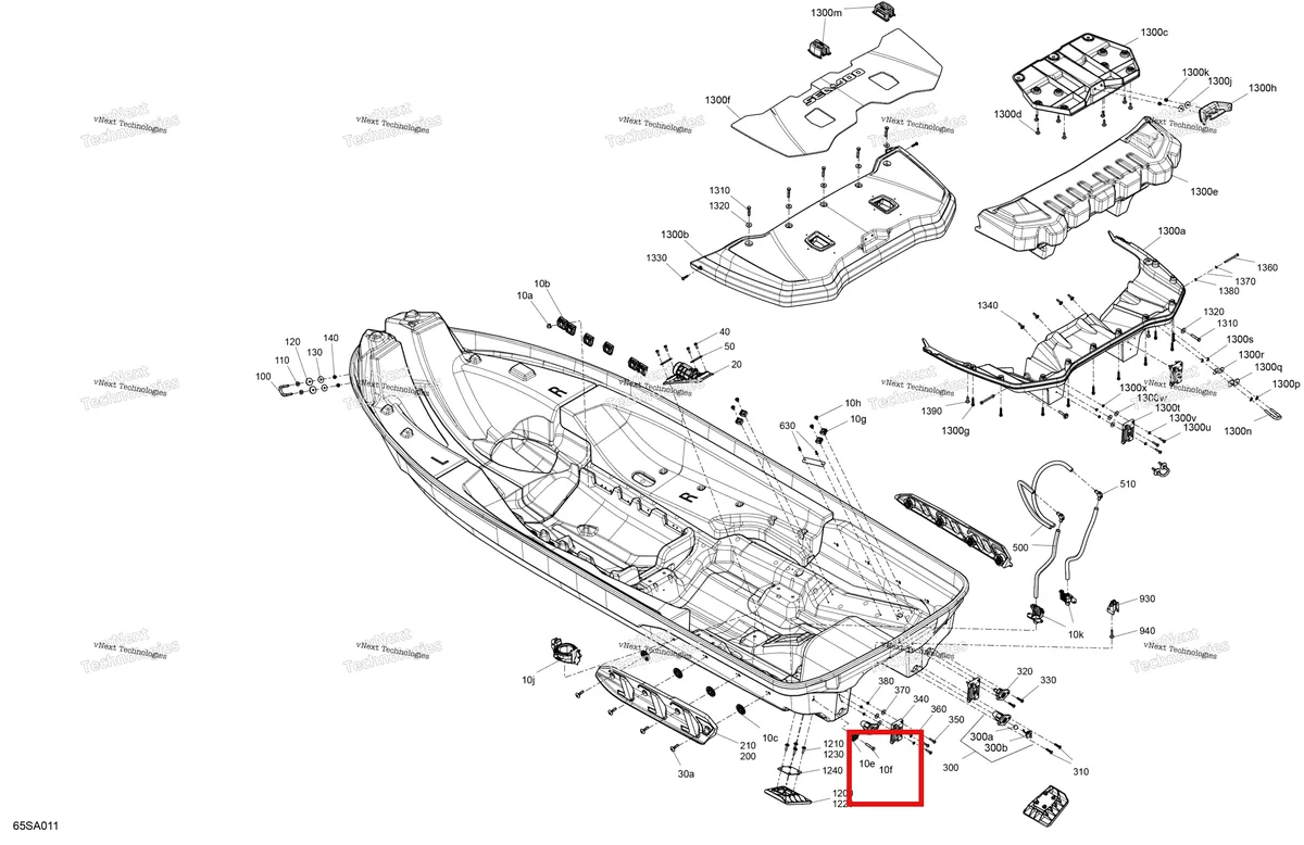 Деталь 207682534 (Деталь Hex. Flange Screw M8 X 25) на схеме узла 2021 Sea-Doo FISH PRO 170 Body - Hull