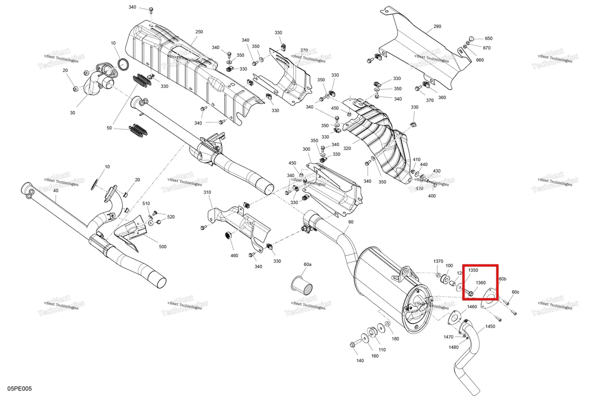 Деталь 207683534 на схеме узла 2025 Can-Am OUT-MAX - 6X6 - XT - 1000 EFI - 5ZSA - Boreal Green Engine - Exhaust