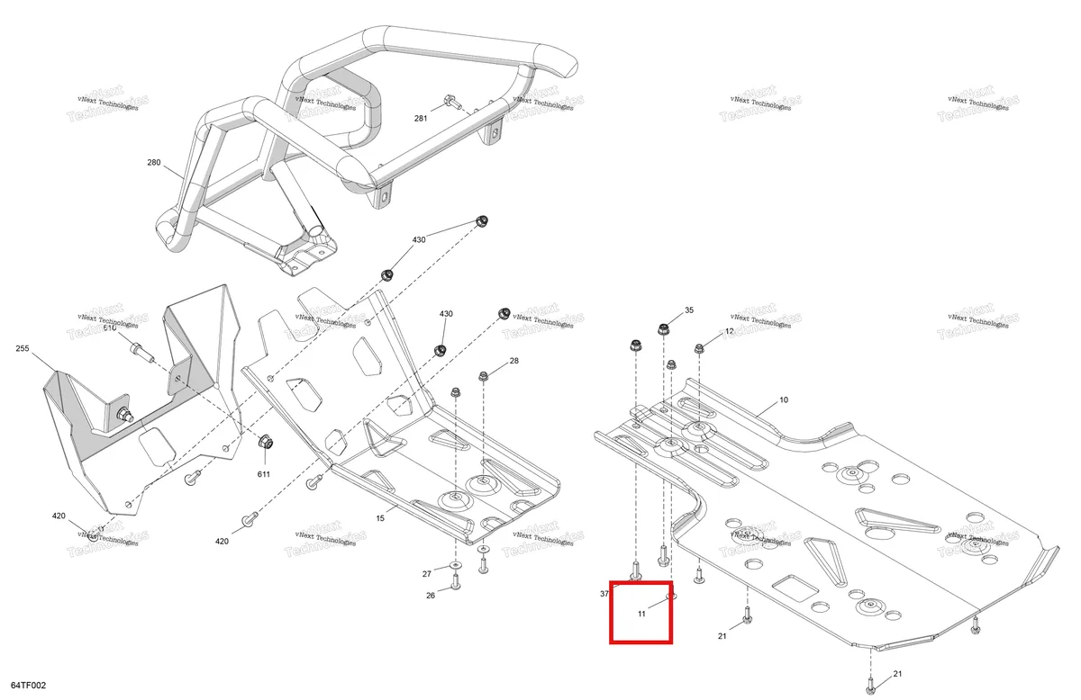 Деталь 207762044 (Болт М6 Х 20) на схеме узла 2026 Can-Am RENEGADE - 4X4 - XMR - 1000R EFI - 5UTA - Hyper Silver Body - Skid Plate And Bumper