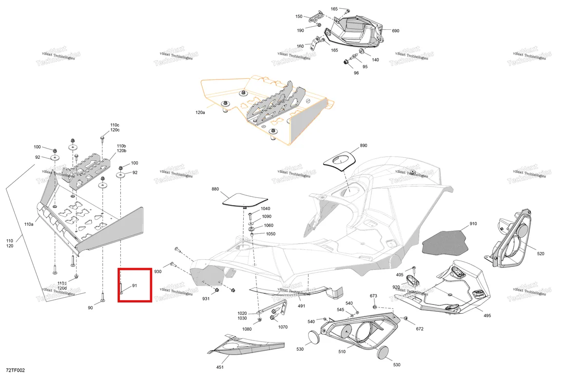 Деталь 207764550 на схеме узла 2026 Can-Am RENEGADE - 4X4 - XMR - 1000R EFI - 5UTA - Hyper Silver Body - Rear Section