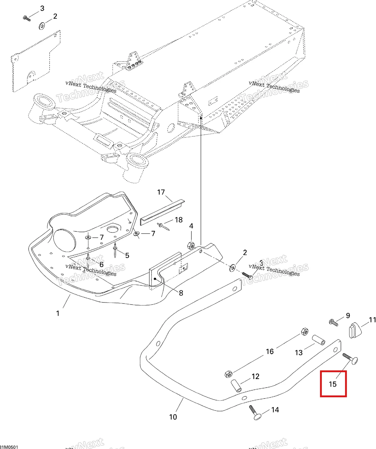Деталь 207785541 на схеме узла 2005 Ski-Doo Tundra R Bottom Pan