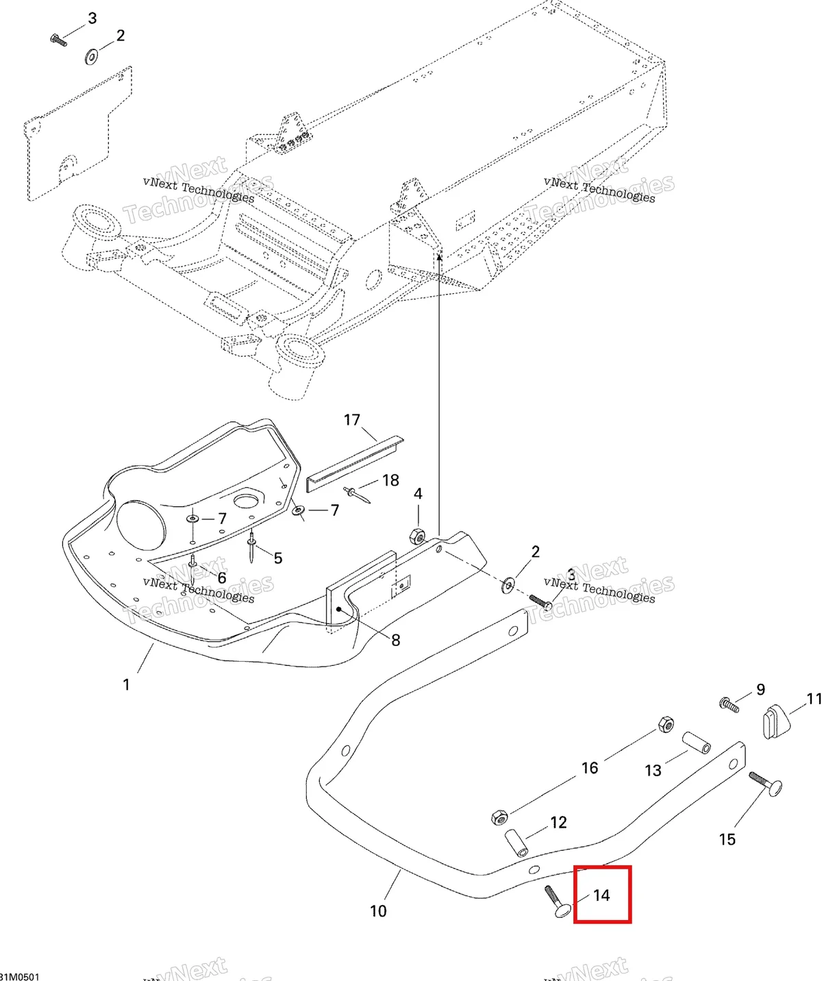Деталь 207787541 на схеме узла 2005 Ski-Doo Tundra R Bottom Pan
