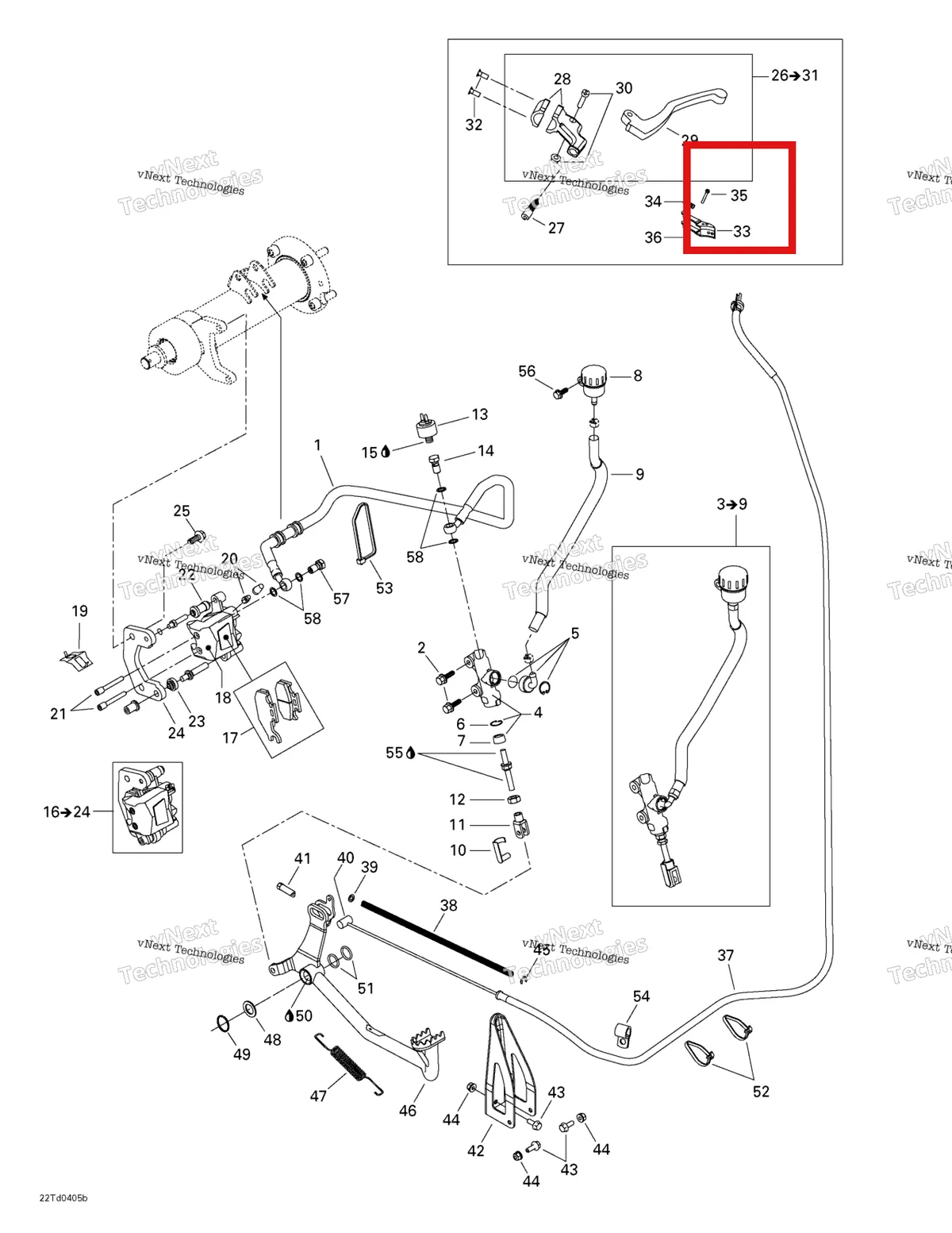 Деталь 208032291 на схеме узла 2004 Can-Am Quest STD Hydraulic Rear Brake