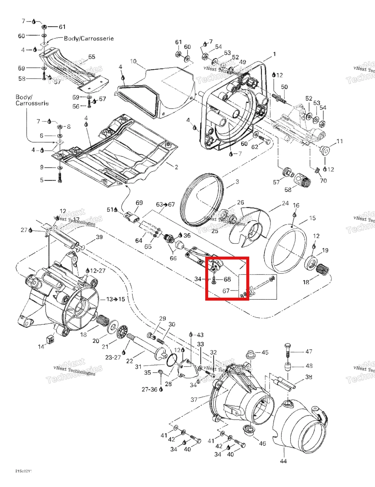 Деталь 208551060 на схеме узла 2002 Sea-Doo LRV DI, 5460 Propulsion System