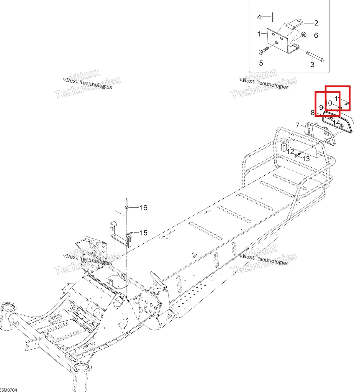 Деталь 209632540 (Деталь Phillips Tapping Screw M3.9 X 25) на схеме узла 2007 Ski-Doo Skandic LT 440F Frame And Components