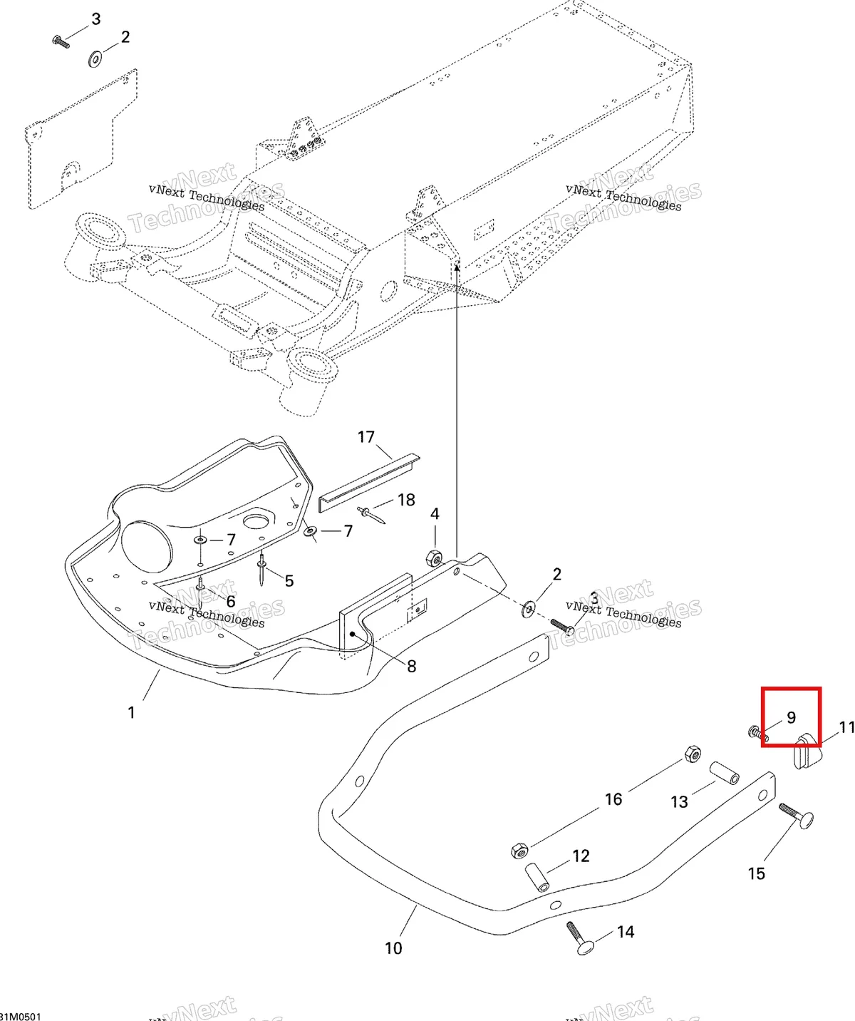 Деталь 209640940 на схеме узла 2005 Ski-Doo Tundra R Bottom Pan