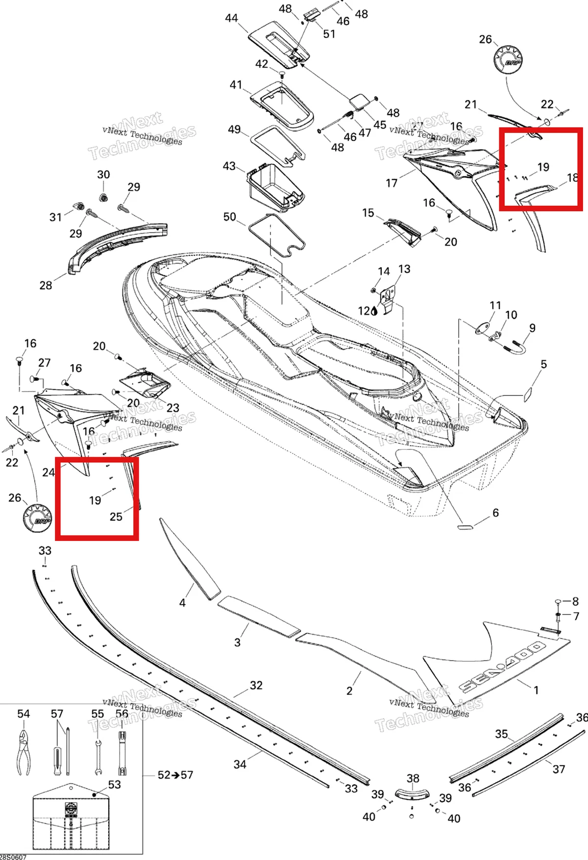 Деталь 209641960 на схеме узла 2006 Sea-Doo GTX 4-TEC LTD Body, Rear View