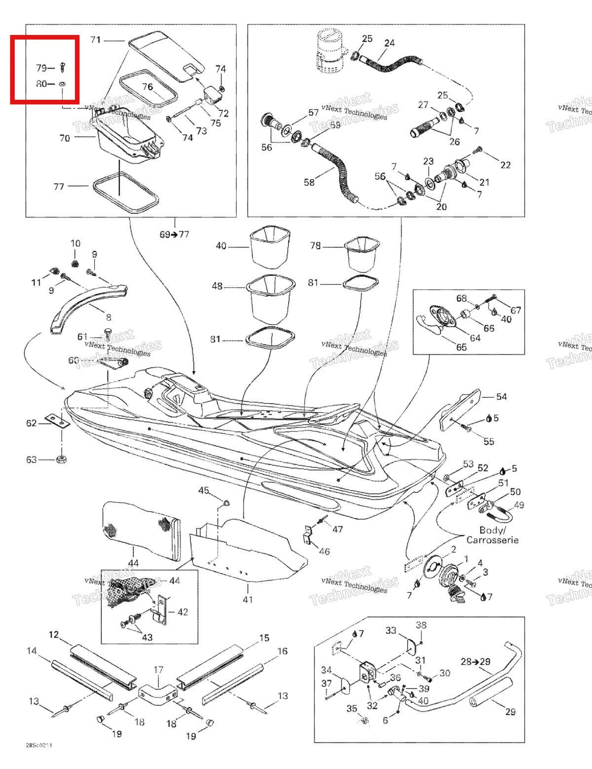 Деталь 209943260 на схеме узла 2003 Sea-Doo LRV DI, 5771 Body 2