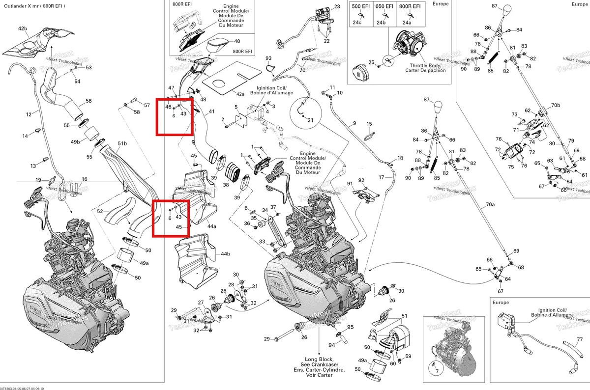 Деталь 210252040 на схеме узла 2012 Can-Am Outlander 800REFI Xmr Engine