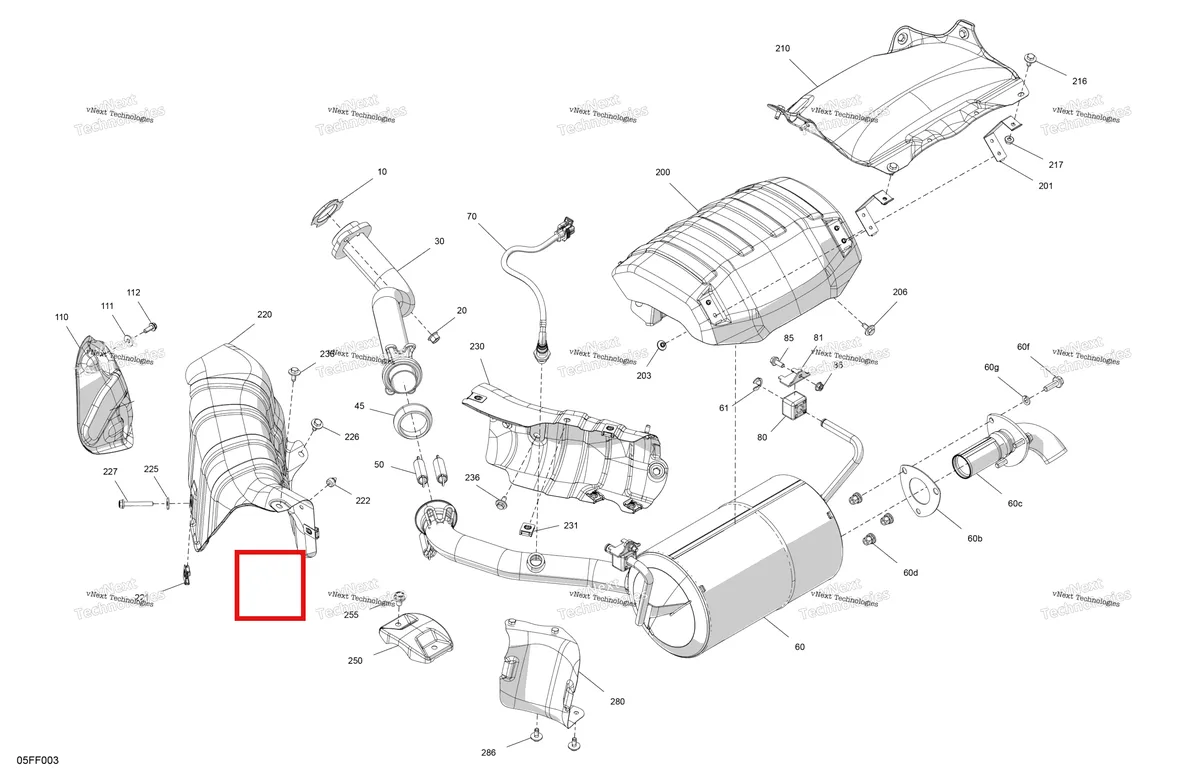 Деталь 210261650 на схеме узла 2026 Can-Am OUTLANDER - 2X4 - STD - 500 - 1KTB - Legion Red Engine - Exhaust