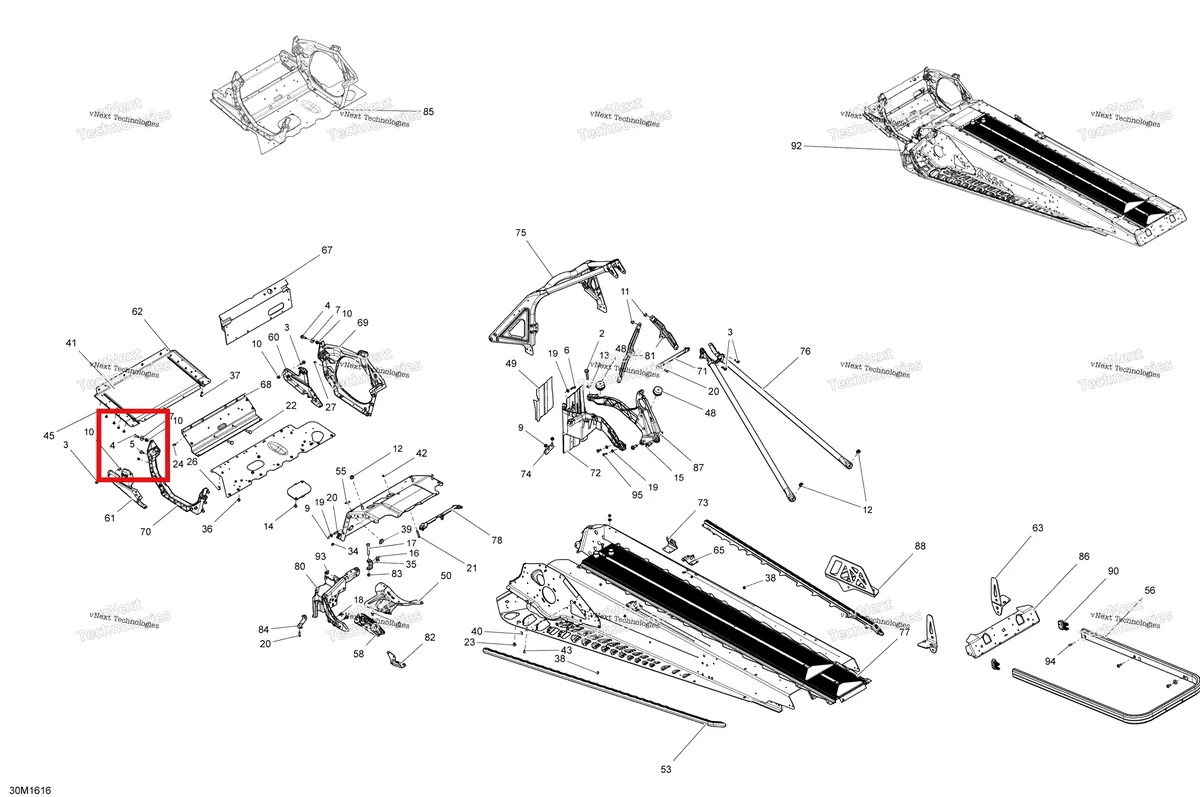 Деталь 210261680 (Винт М6 Х 16) на схеме узла 2016 Ski-Doo TUNDRA - LT-SPORT 4-STROKE Frame