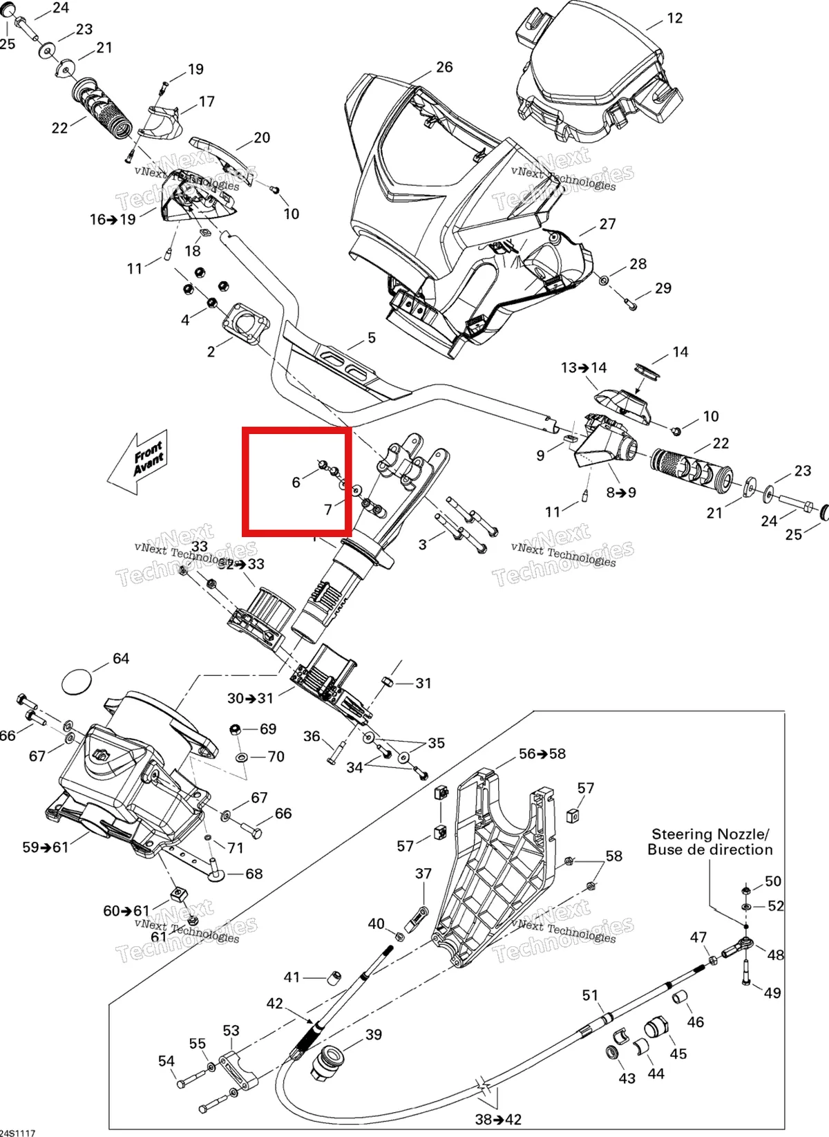 Деталь 211000036 на схеме узла 2011 Sea-Doo GTS Pro 130 Steering