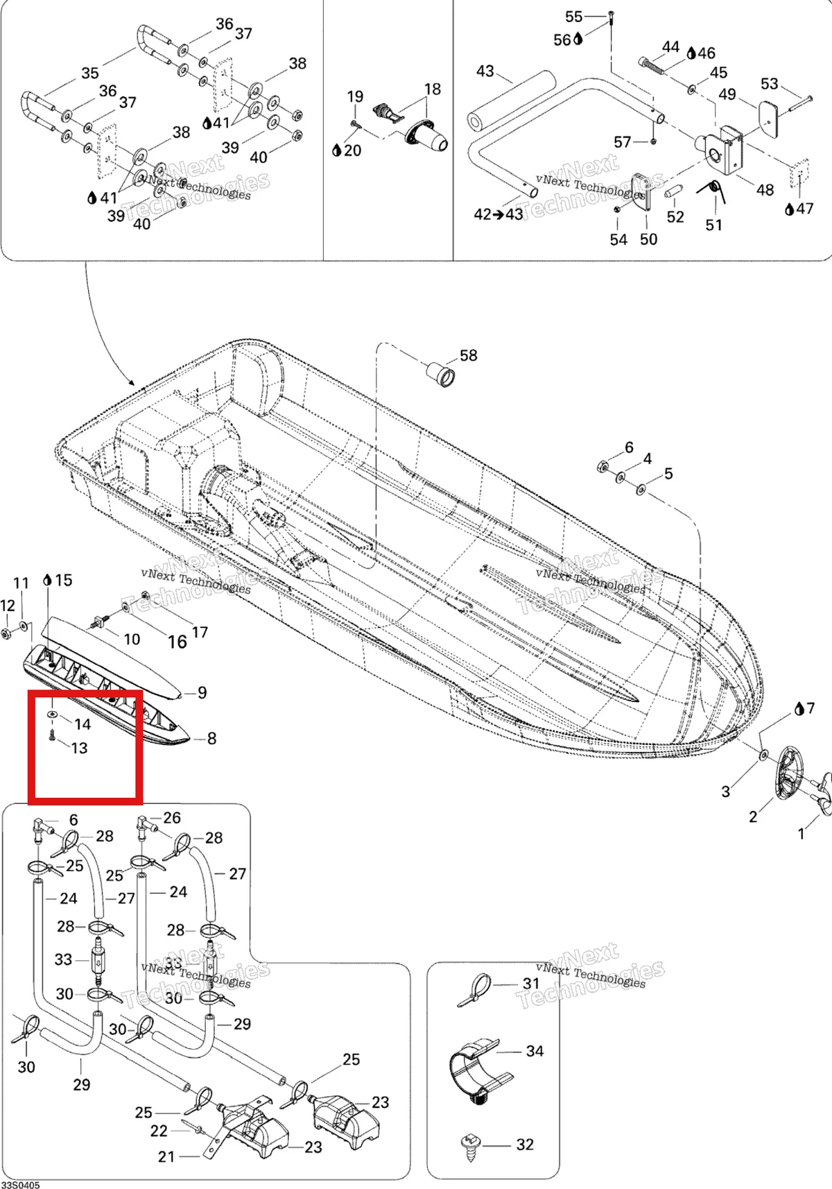 Деталь 211000037 на схеме узла 2004 Sea-Doo GTX 4-TEC Hull