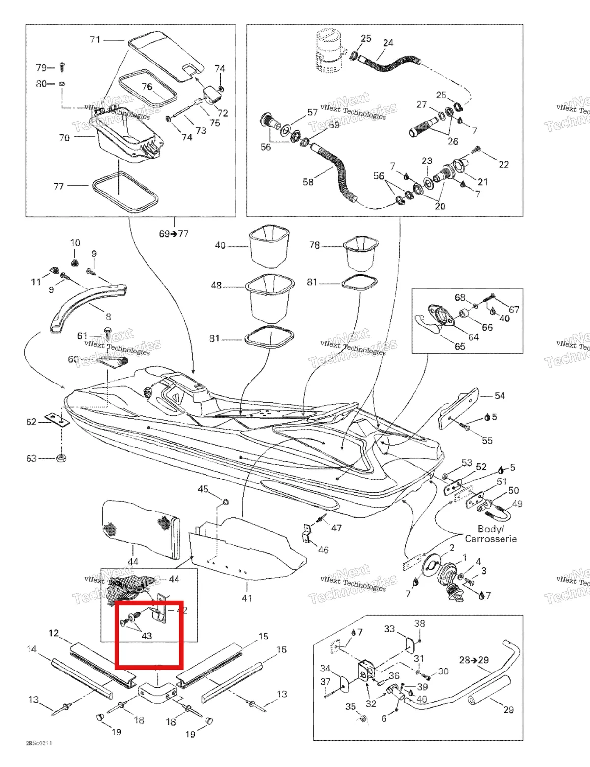 Деталь 211000088 на схеме узла 2003 Sea-Doo LRV DI, 5771 Body 2