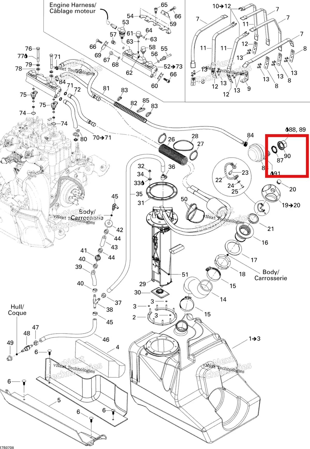 Деталь 211100020 на схеме узла 2007 Sea-Doo 3D 947 DI Fuel System