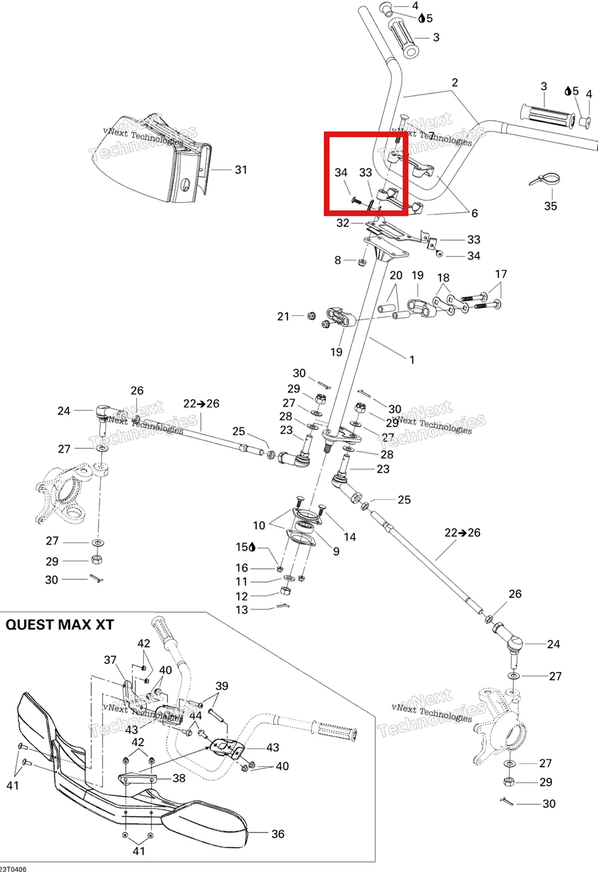 Деталь 211100050 на схеме узла 2004 Can-Am Quest MAX Steering System