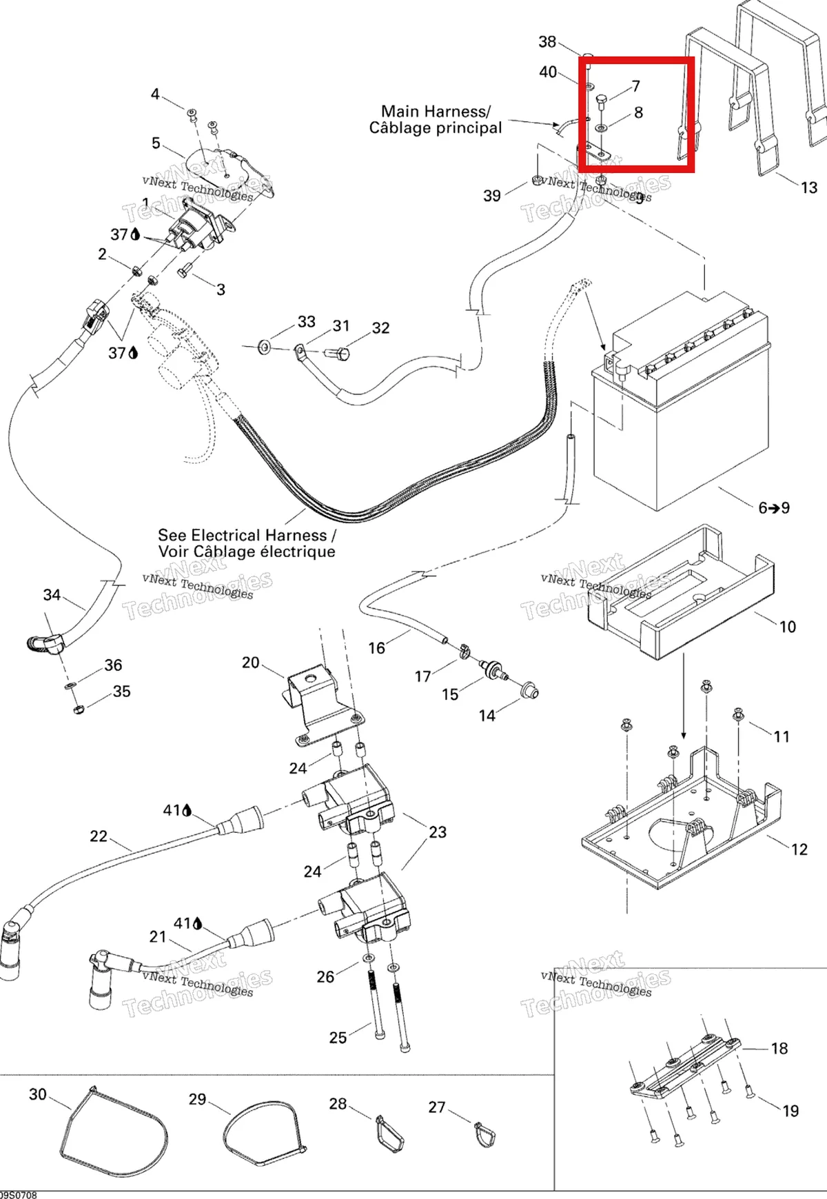 Деталь 211200018 на схеме узла 2007 Sea-Doo 3D 947 DI Electrical System