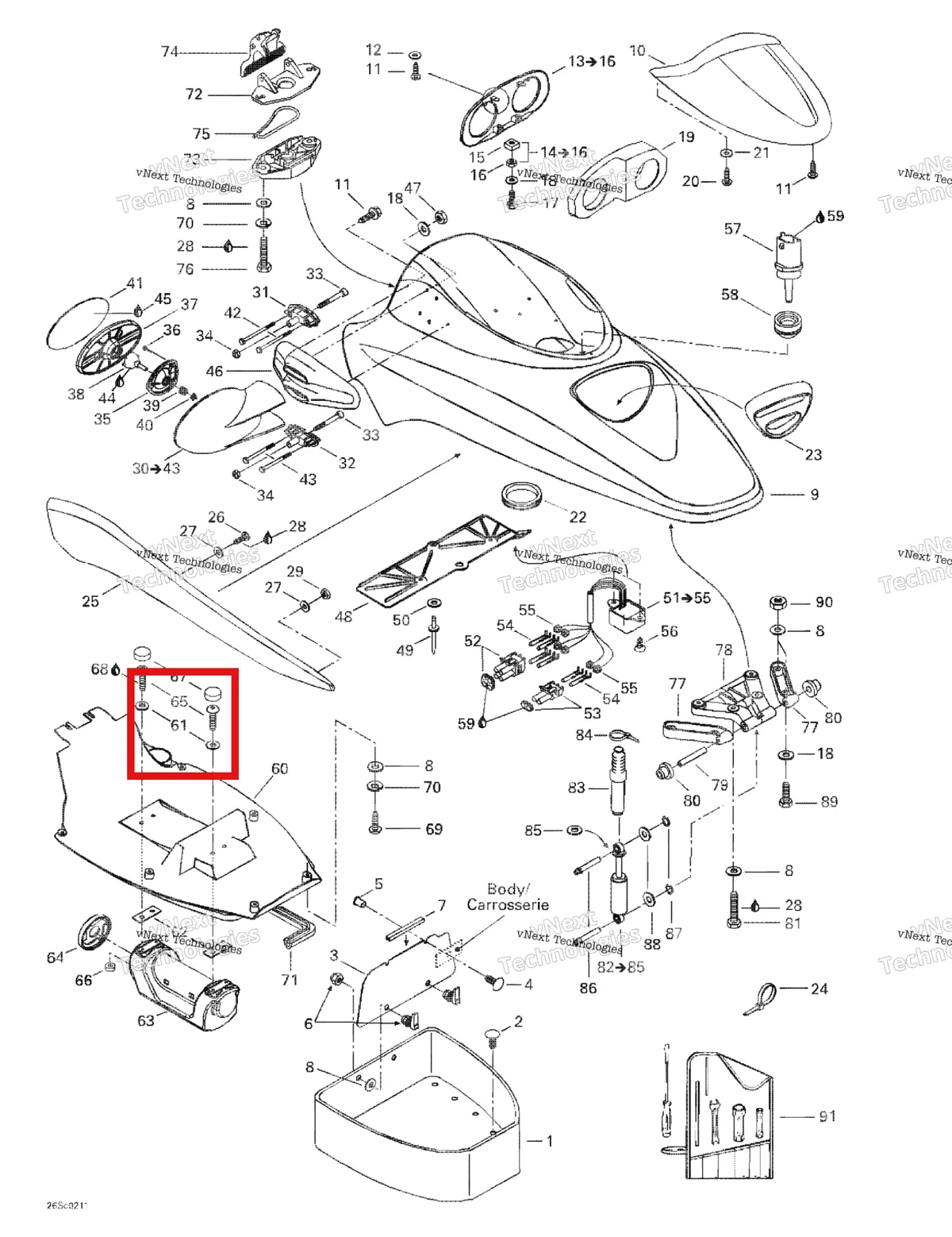 Деталь 211200019 на схеме узла 2002 Sea-Doo LRV DI, 5460 Front Storage Compartment