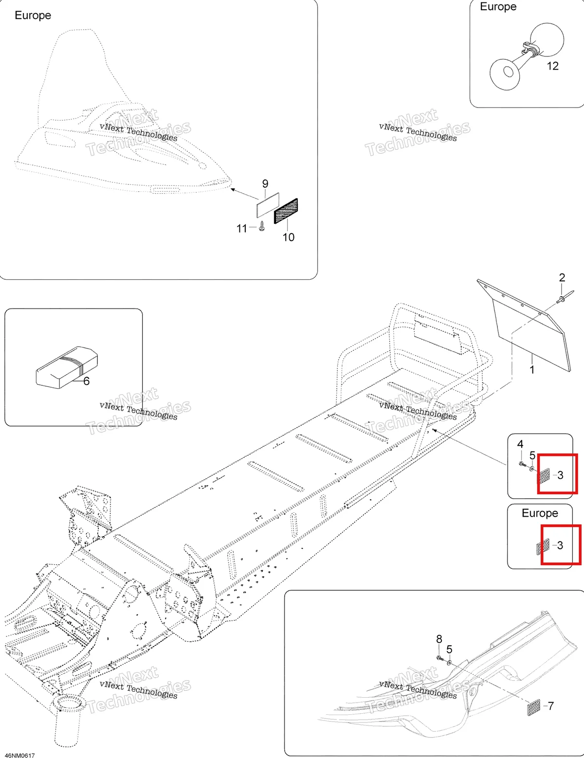 Деталь 21121 (Отражатель) на схеме узла 2006 Ski-Doo Skandic LT 440F Utilities
