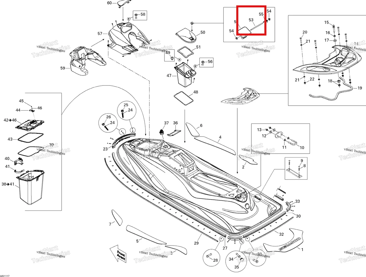 Деталь 211400008 на схеме узла 2011 Sea-Doo GTS Pro 130 Body