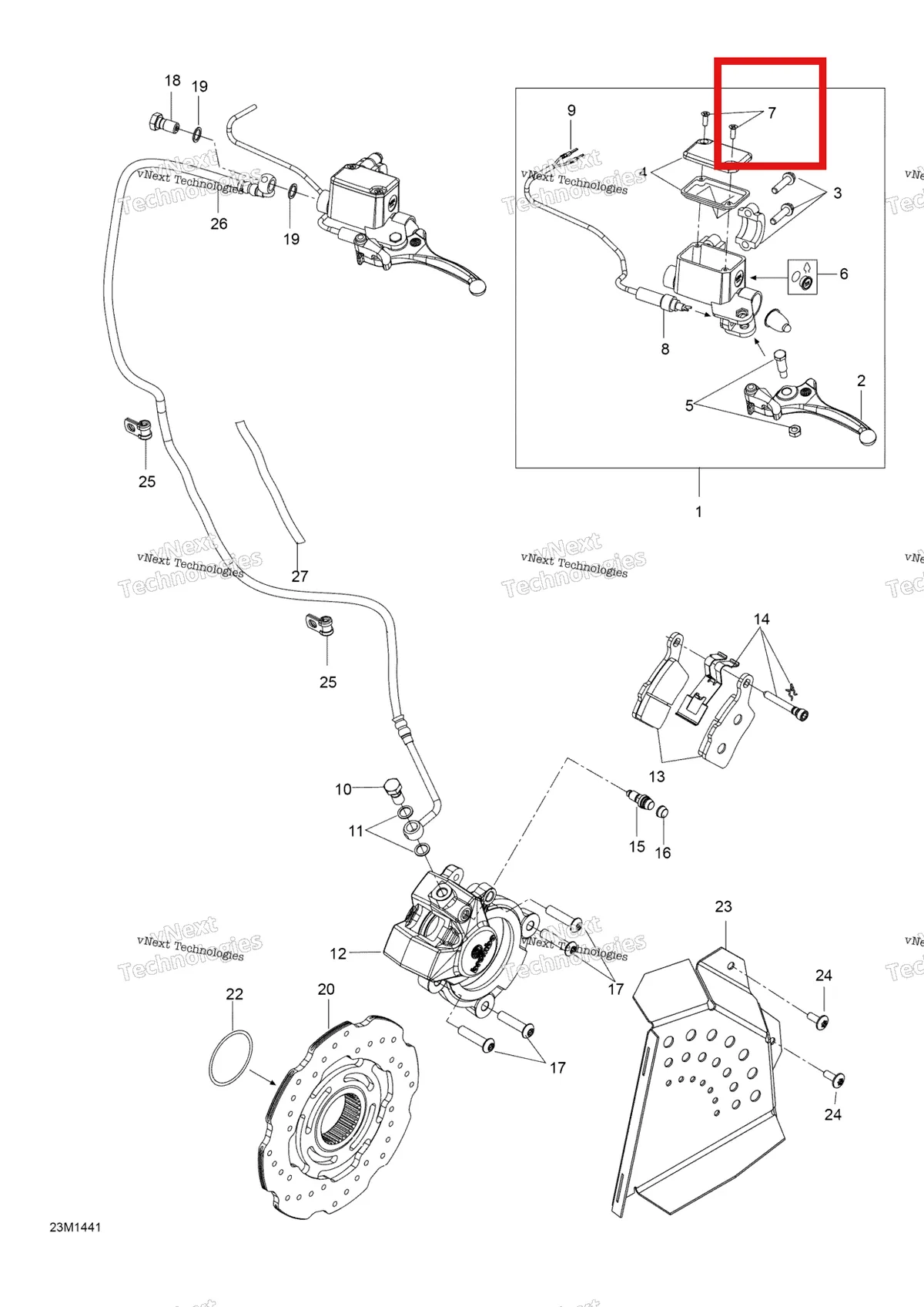 Деталь 216141260 (Деталь Screw M4 X 12) на схеме узла 2014 Ski-Doo EXPEDITION LE 1200 XU Brakes